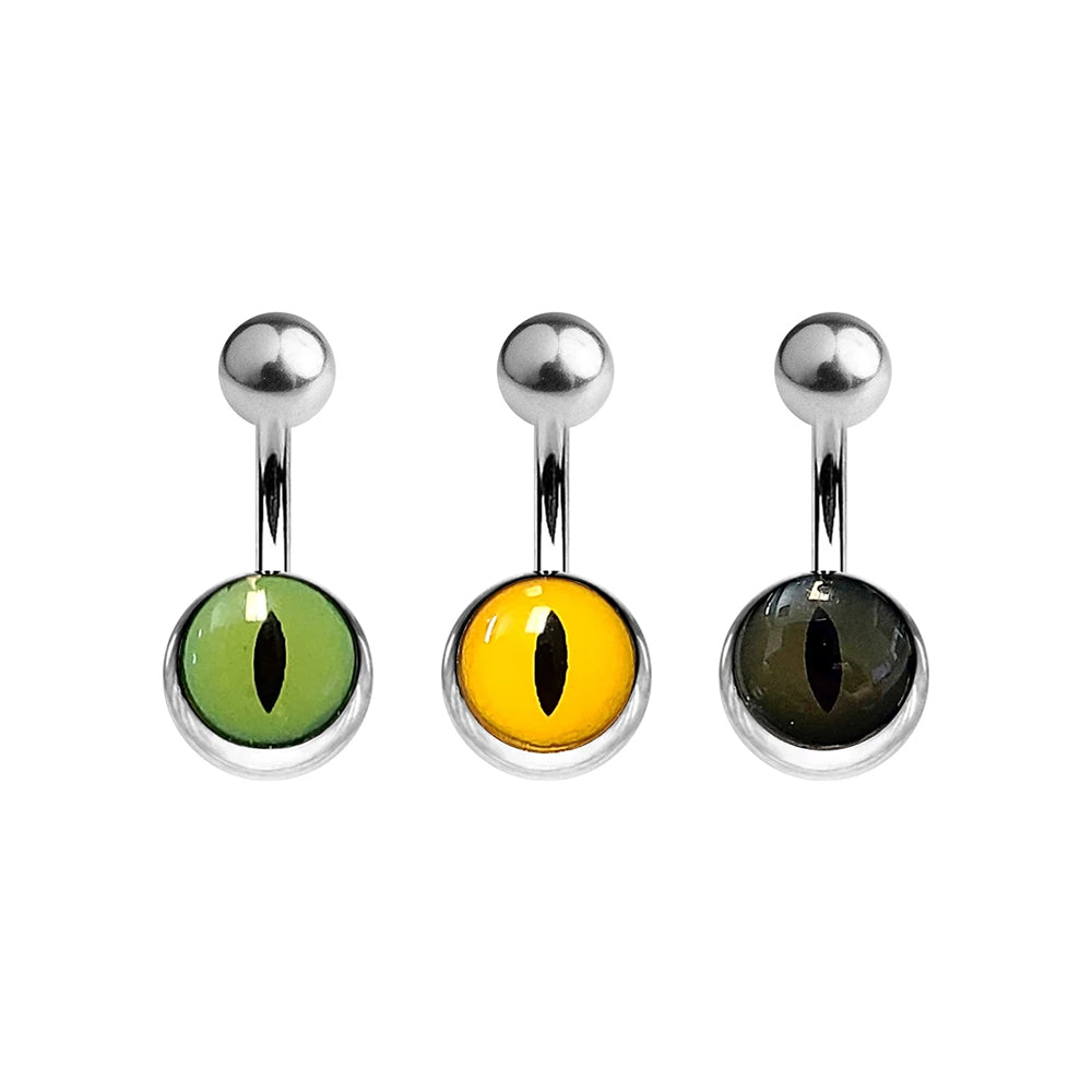 Surgical Steel 14 Gauge Belly Ring with Cat's Eye