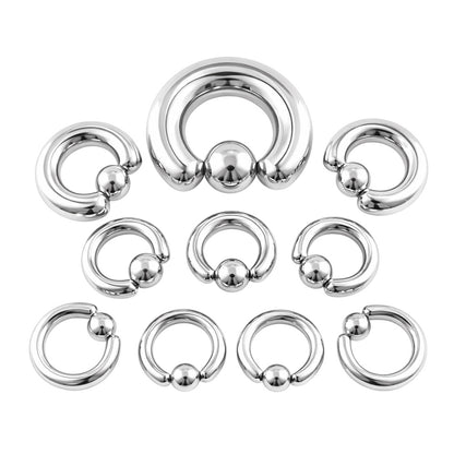Surgical Steel 12 to 00 Gauge Captive Bead Rings Steel Ball - Pair