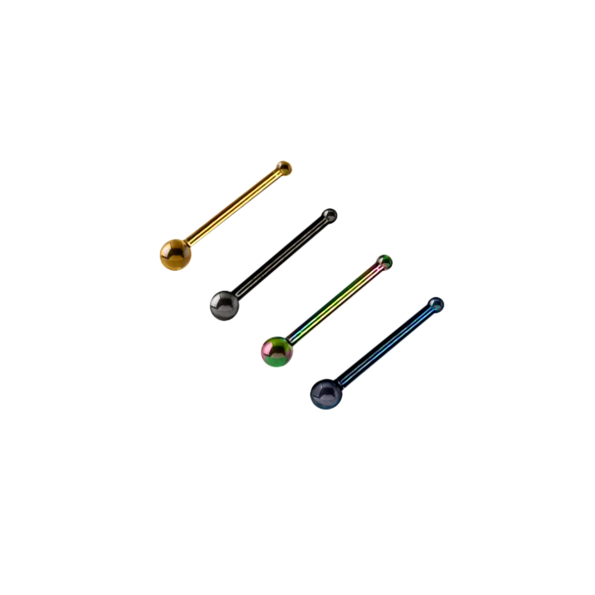 Anodized Titanium Nose Bone with Ball 20 Gauge 6mm