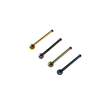 Anodized Titanium Nose Bone with Ball 20 Gauge 6mm