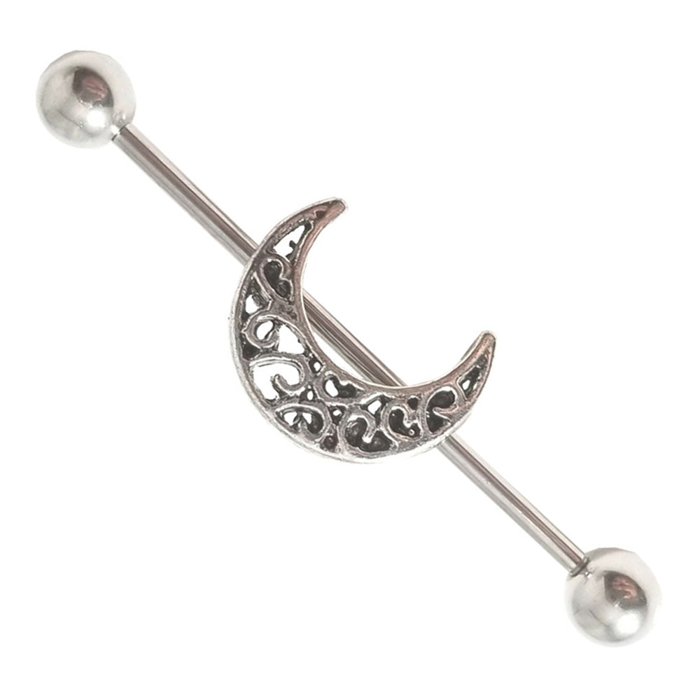 Surgical Steel 14 Gauge Industrial Barbell with Celtic Moon Center