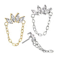 Titanium Push In Threadless CZ Linked Marquise Chain Top