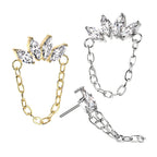 Titanium Push In Threadless CZ Linked Marquise Chain Top