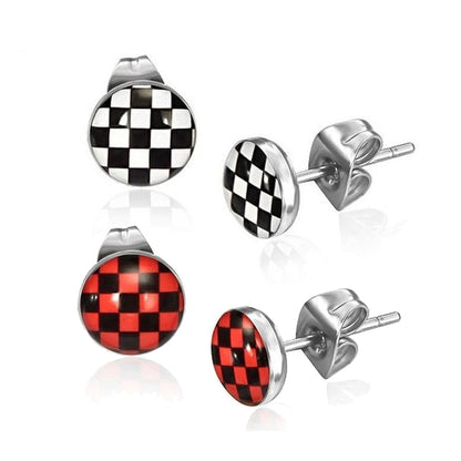 Surgical Steel 22 Gauge Cartilage Studs with Checkerboard Top