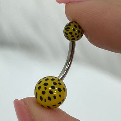 Surgical Steel Belly Button Ring 14G 10mm with Leopard Acrylic Ball - photo 2