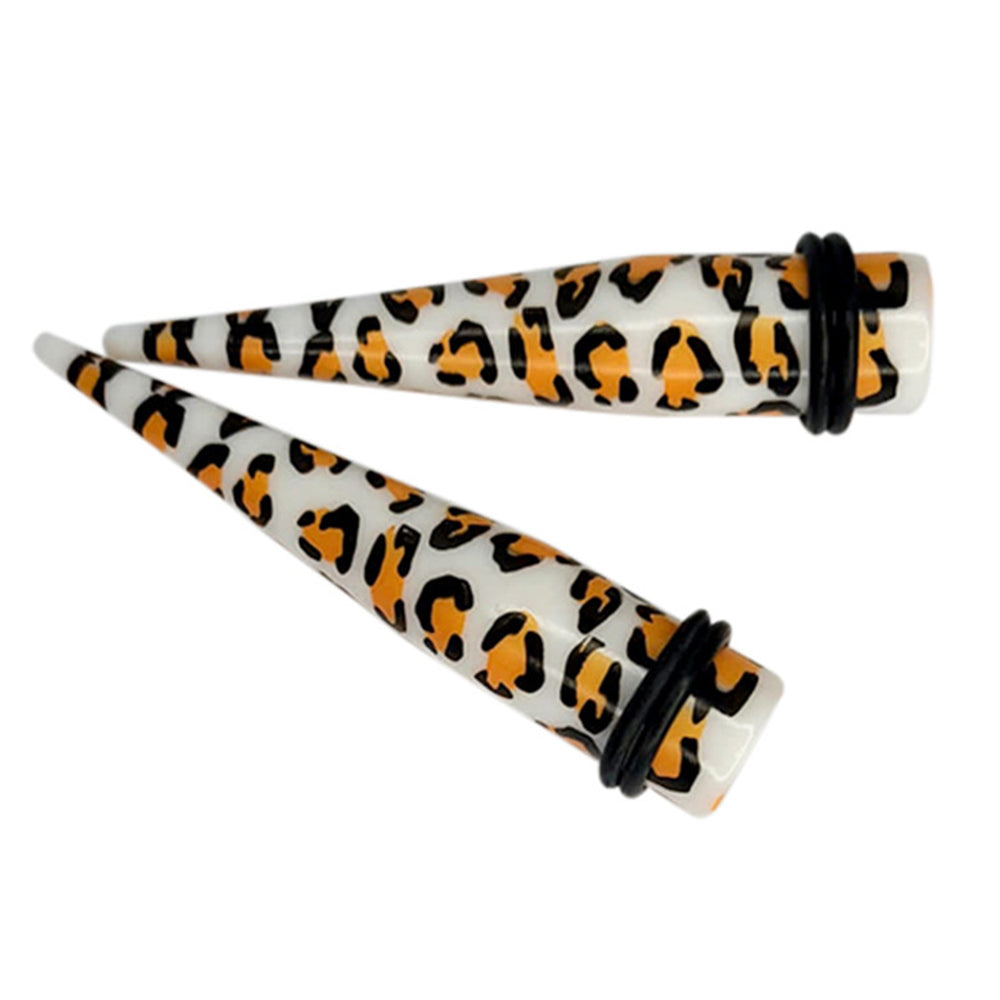 Acrylic 6 to 1/2 Inch Cheetah Print Ear Tapers - Pair