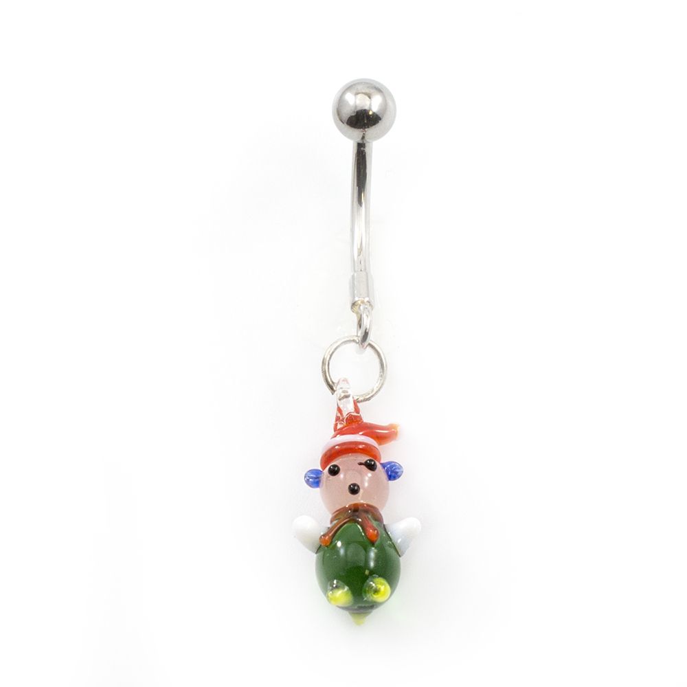 Surgical Steel 14 Gauge Christmas Elf Dangle Belly Ring