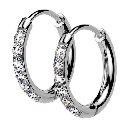 Surgical Steel Huggie Hoops 20G 8mm & 10mm with Outward CZ - Pair - photo 6