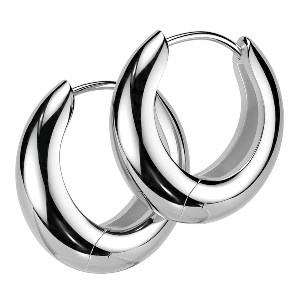 Surgical Steel Wide Hinged Hoop Earrings 18 Gauge 1/2" (12 MM) - Pair