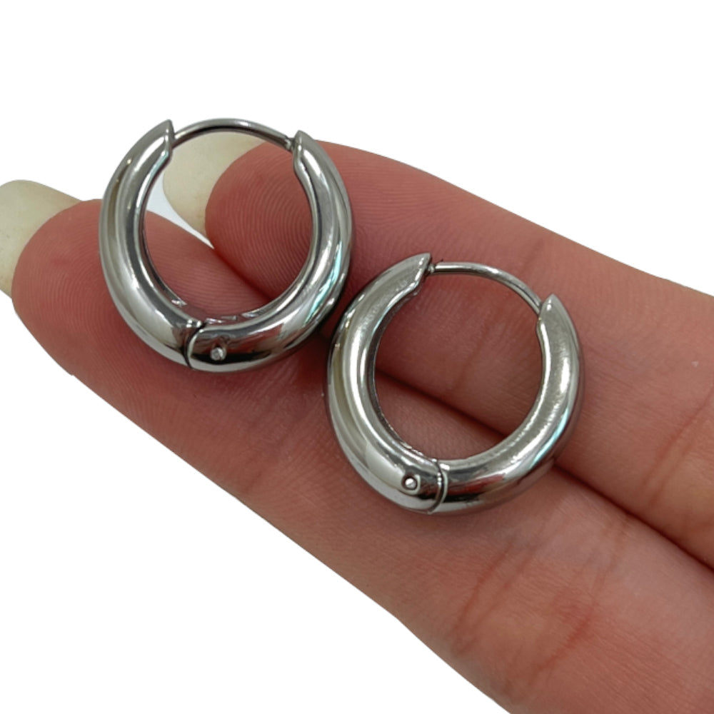 Surgical Steel Wide Chunky Huggie Hoops 18 Gauge 12mm - Pair - photo 5