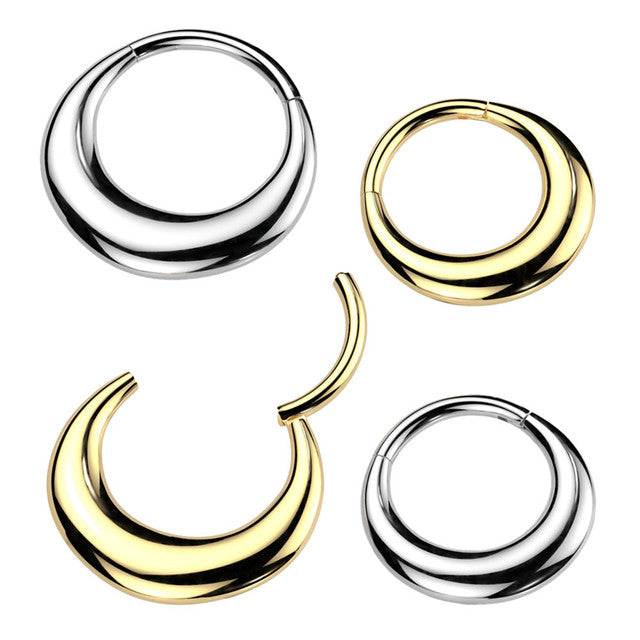 Surgical Steel Septum Hinged Clicker Hoop Ring 16 Gauge & Hollow Thick