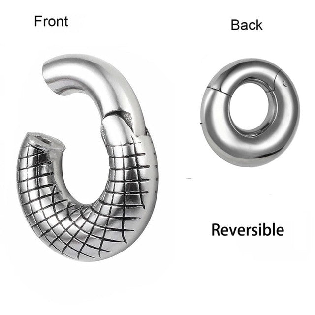 Surgical Steel 2 Gauge Hinged Stripe Chunky Circle Ear Weights - Pair - photo 3