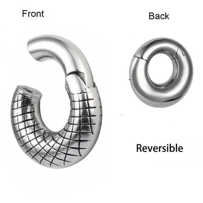 Surgical Steel 2 Gauge Hinged Stripe Chunky Circle Ear Weights - Pair - photo 3