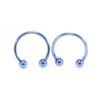 PVD Blue Surgical Steel 16G Horseshoe & Straight Barbell CZ Set