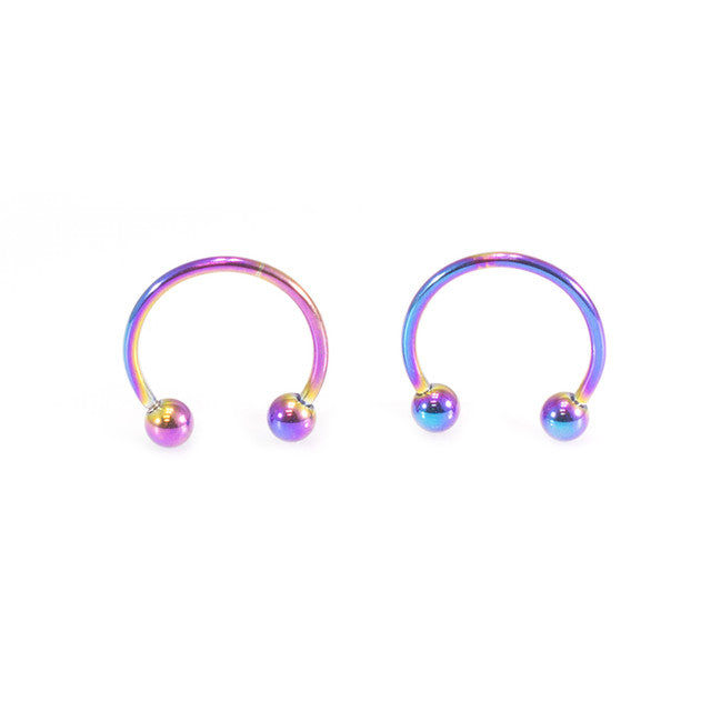 Surgical Steel 16 Gauge Horseshoe & Straight Barbell Red CZ Set