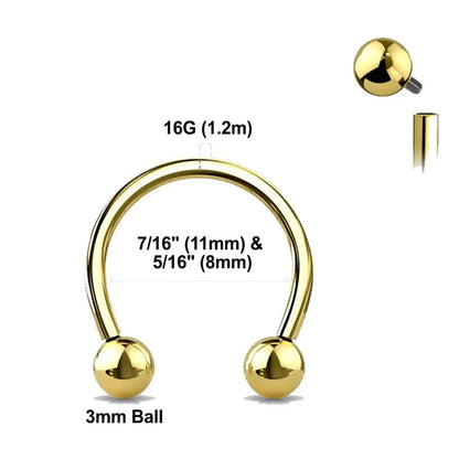 Titanium 16 Gauge Horseshoe Septum Barbell with 3mm Ball - photo 2
