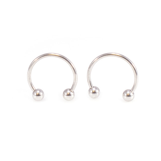 Surgical Steel 16 Gauge Horseshoe & Straight Barbell Aqua CZ Set