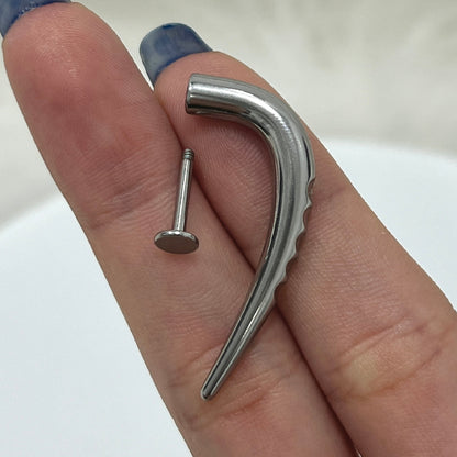 Surgical Steel 14 Gauge Flat Back Labret Stud with Long Notched Claw - photo 5
