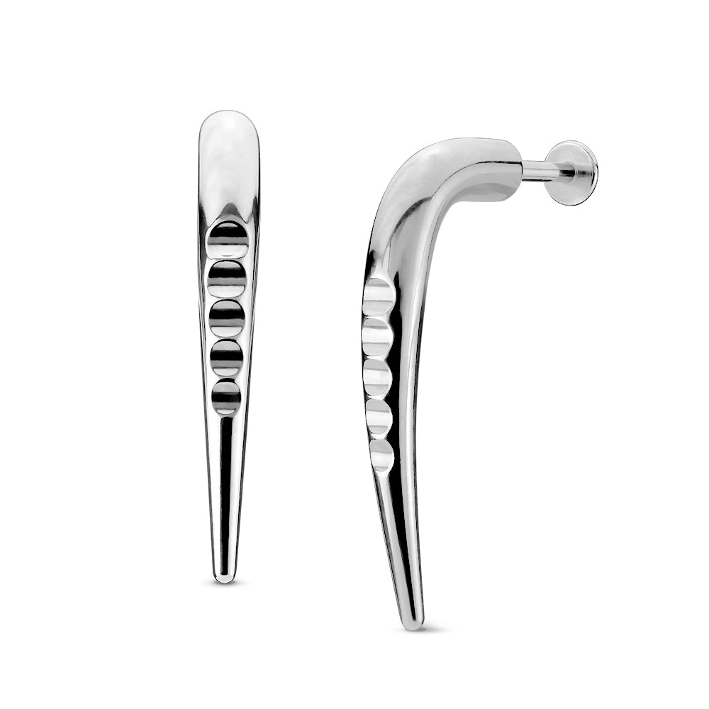 Surgical Steel 14 Gauge Flat Back Labret Stud with Long Notched Claw