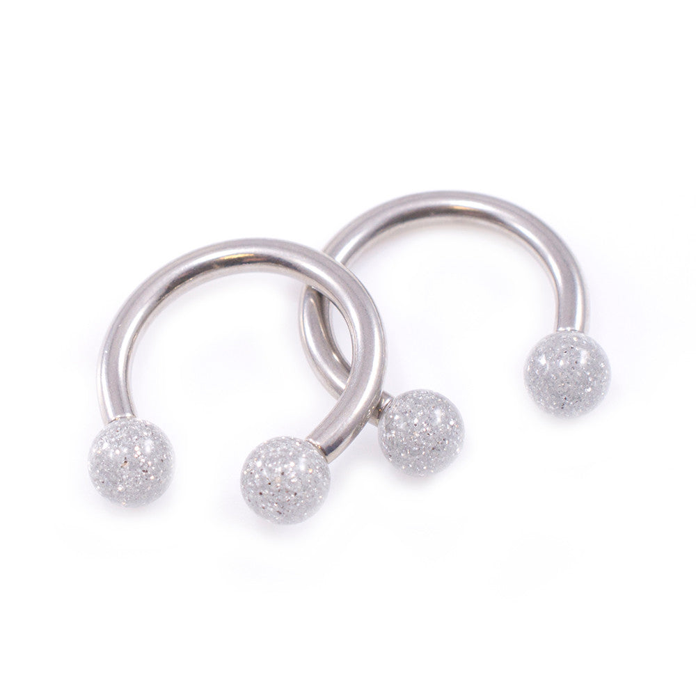 Surgical Steel 10 Gauge Horseshoe Barbell with Acrylic Ball - Pair - photo 3