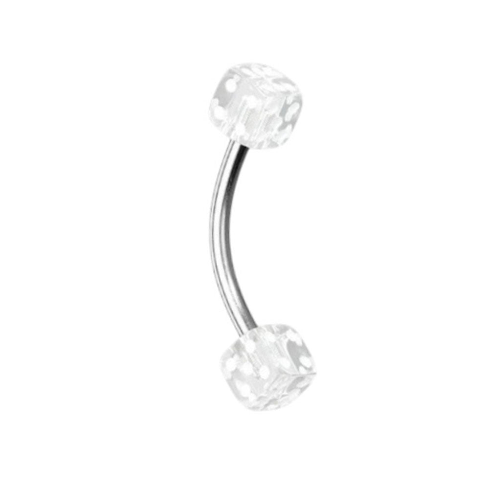 Surgical Steel Curved Barbell 16G with UV Acrylic Dice - 10 Colors - photo 7