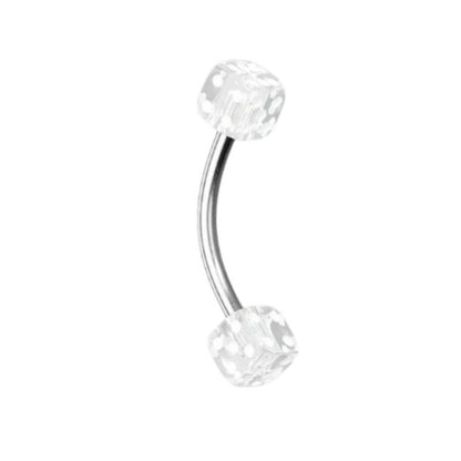 Surgical Steel Curved Barbell 16G with UV Acrylic Dice - 10 Colors - photo 7