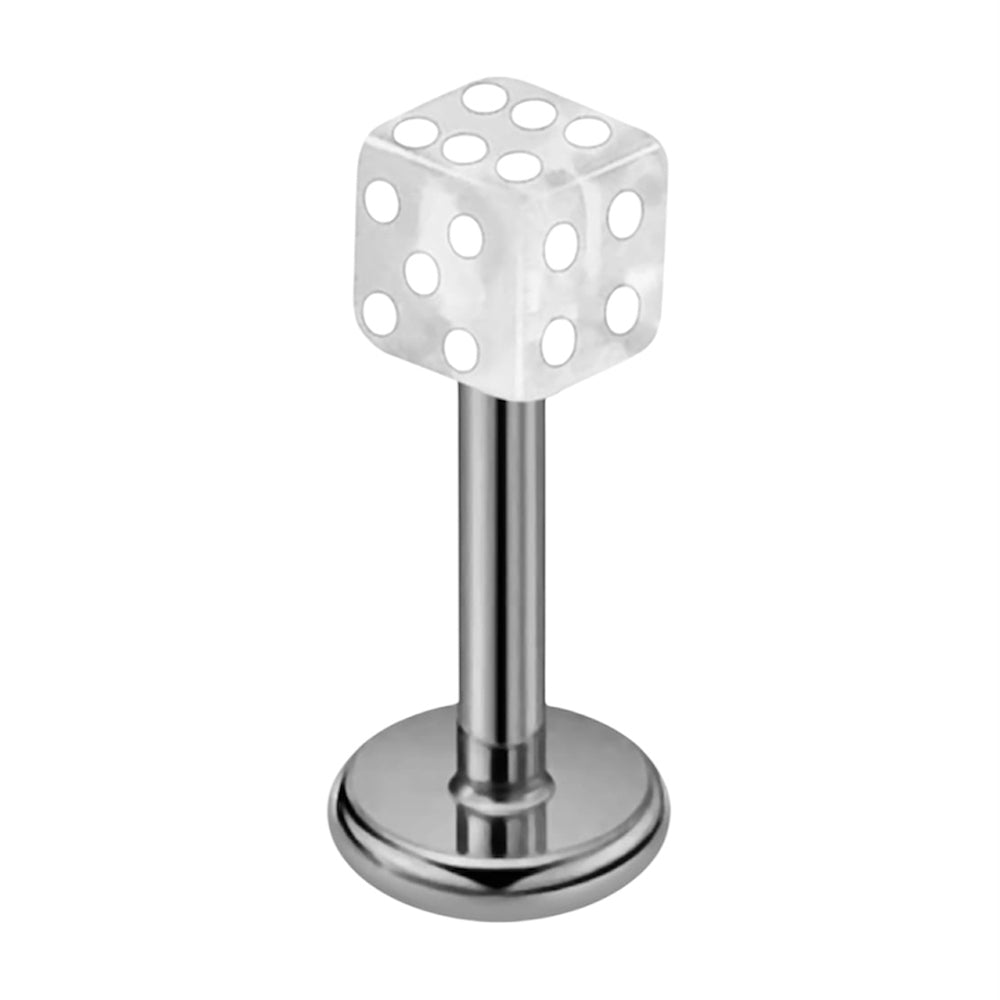 Surgical Steel 16 Gauge Flat Back Labret Stud with Acrylic Dice - photo 3