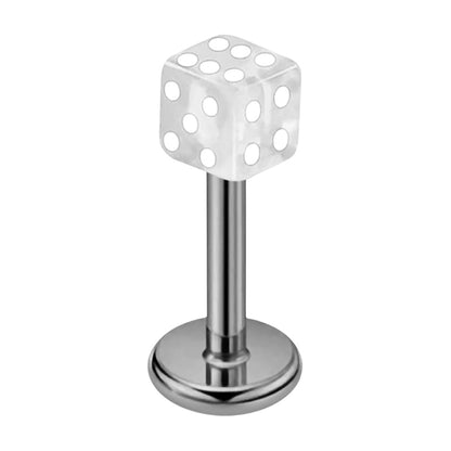 Surgical Steel 16 Gauge Flat Back Labret Stud with Acrylic Dice - photo 3