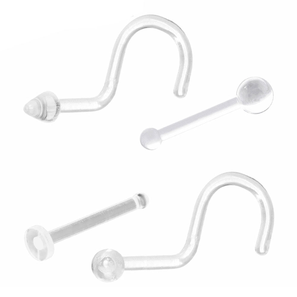 Bioflex 18 & 20 Gauge Clear Nose Retainers - 4 Pack