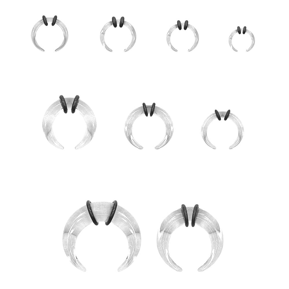 Acrylic 00 to 14 Gauge Clear Horseshoe Septum Clicker Hoop