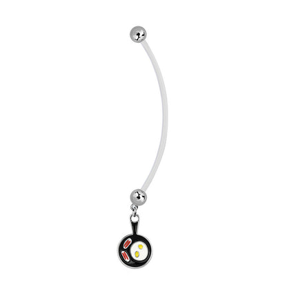 Bioflex 14 Gauge Maternity Belly Ring with Bacon & Eggs - photo 2