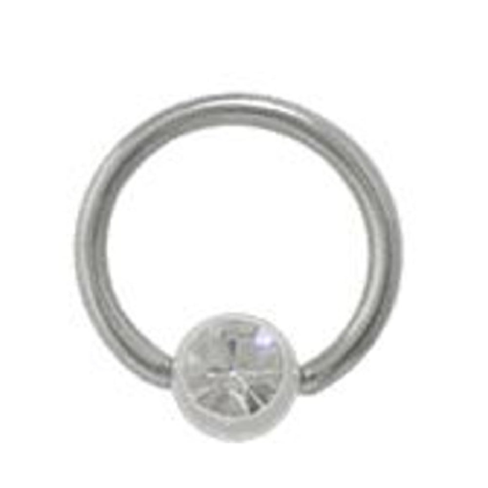 Surgical Steel 14 Gauge CZ Captive Bead Ring with UV Glow Ball - photo 2