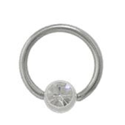 Surgical Steel 14 Gauge CZ Captive Bead Ring with UV Glow Ball - photo 2