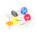 Surgical Steel 14 Gauge Straight Barbells Clear Donut Ball - 6 Pack