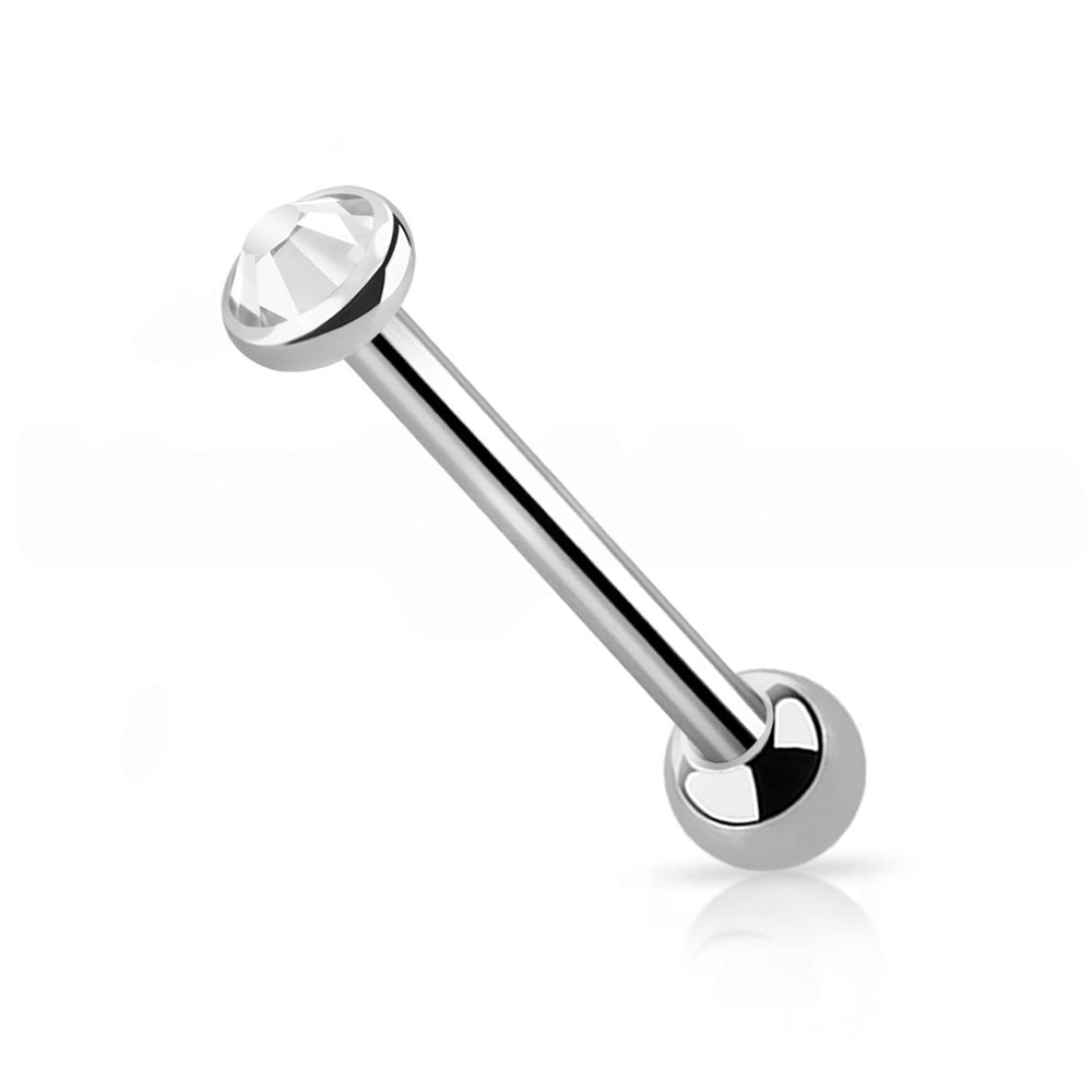 Titanium Tongue Barbell 14G 14mm & 16mm with Bezel CZ Top - photo 8