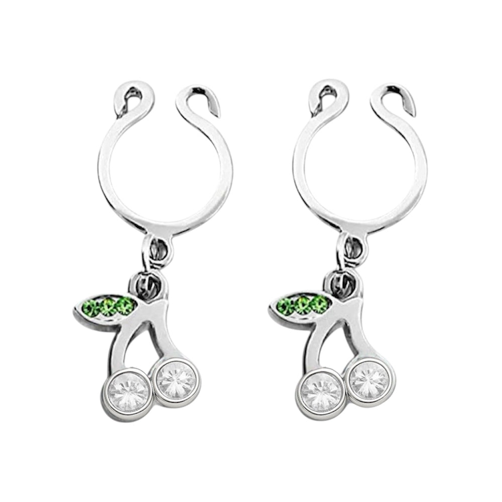 Surgical Steel Clip On Nipple Rings with Dangle Cherries - Pair - photo 5