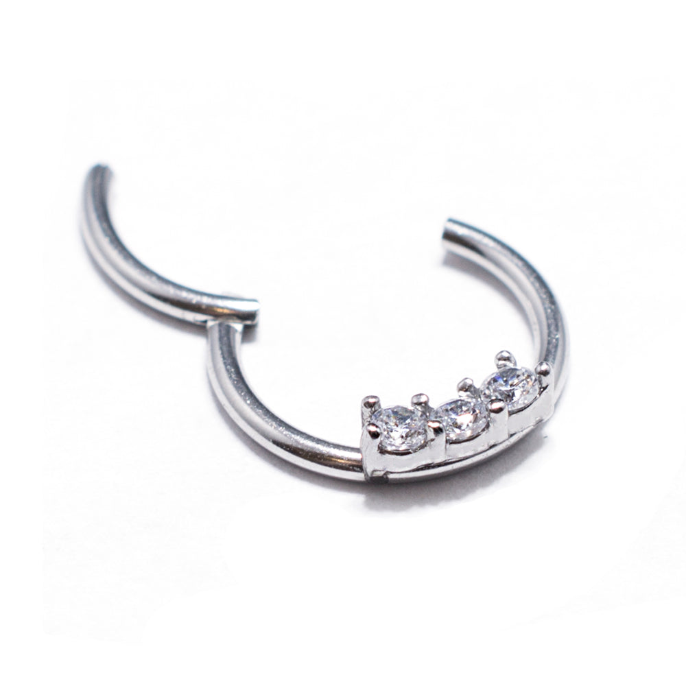 Surgical Steel Septum Clicker with Clear CZ 16G 10mm - photo 2