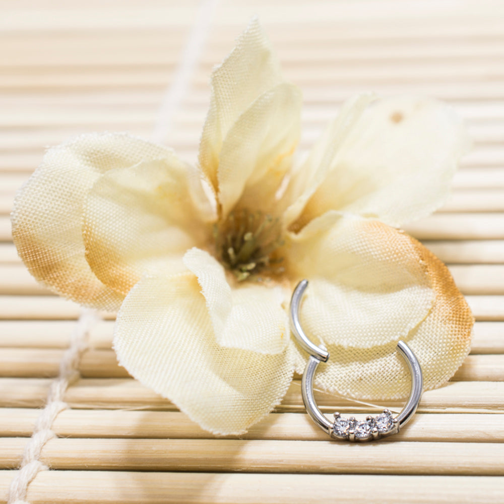 Surgical Steel Septum Clicker with Clear CZ 16G 10mm - photo 4