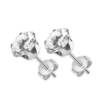 Surgical Steel 20 Gauge Cubic Zirconia Stud Earrings - Pair