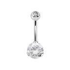Surgical Steel 14 Gauge Crystal CZ Belly Button Ring