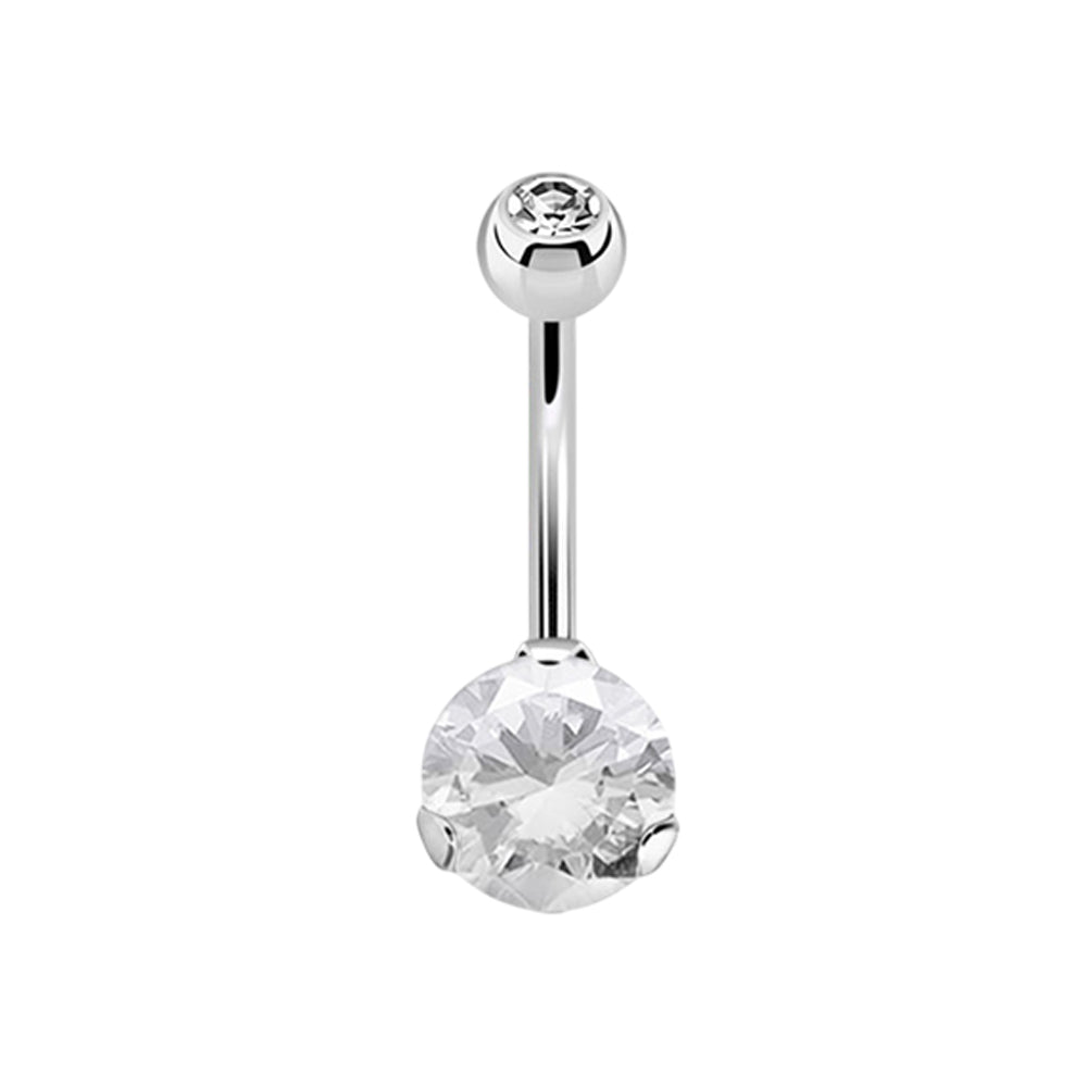 Surgical Steel 14 Gauge Crystal CZ Belly Button Ring