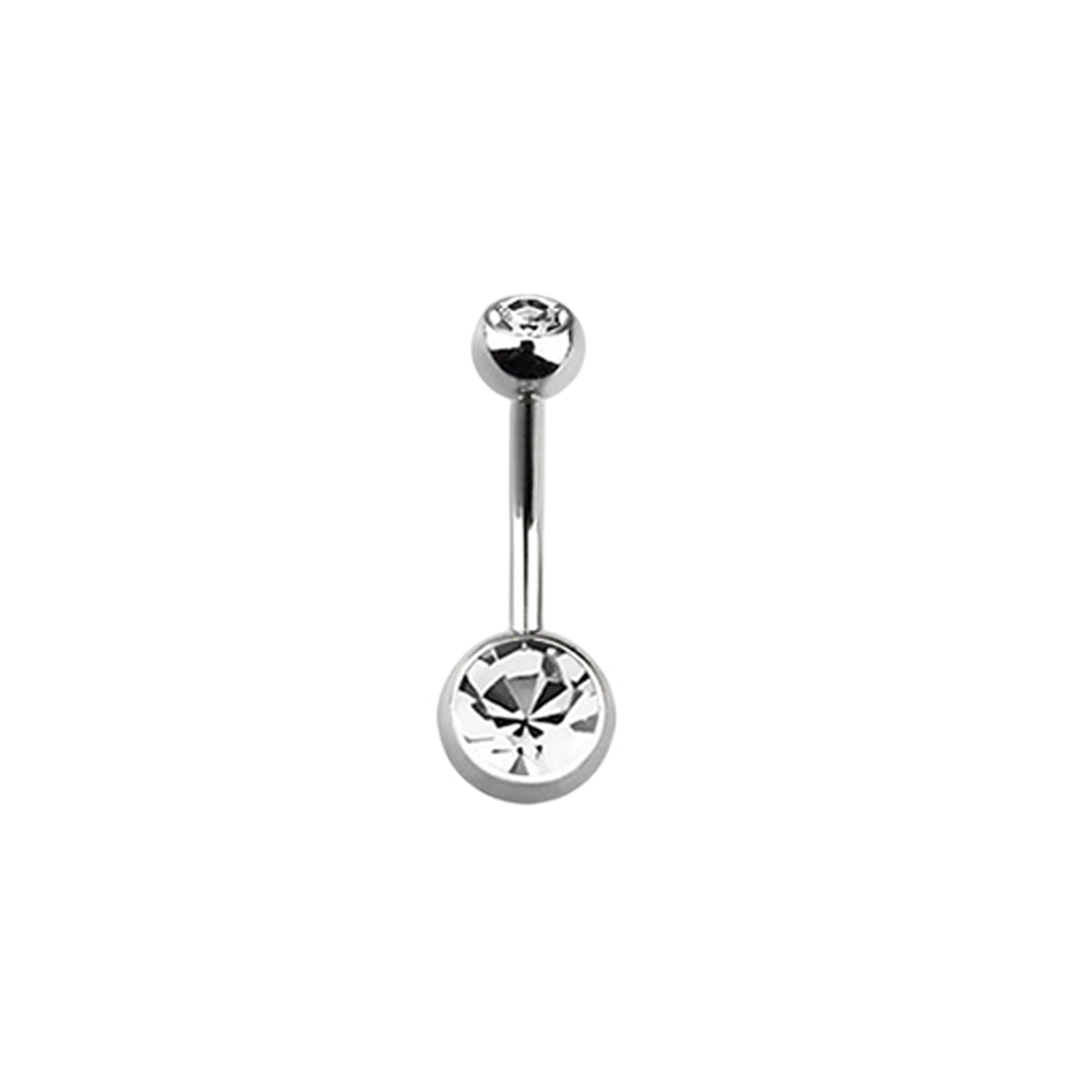 Titanium 14 Gauge Double CZ Belly Button Ring 14mm