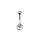 Titanium 14 Gauge Double CZ Belly Button Ring 14mm