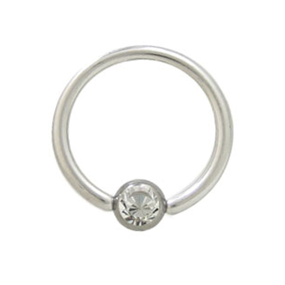 Surgical Steel 14 & 16 Gauge Captive Bead Ring with Clear CZ