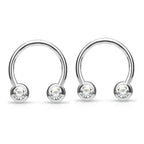 Surgical Steel 14 & 16 Gauge CZ Horseshoe Circular Barbell - Pair - photo 6