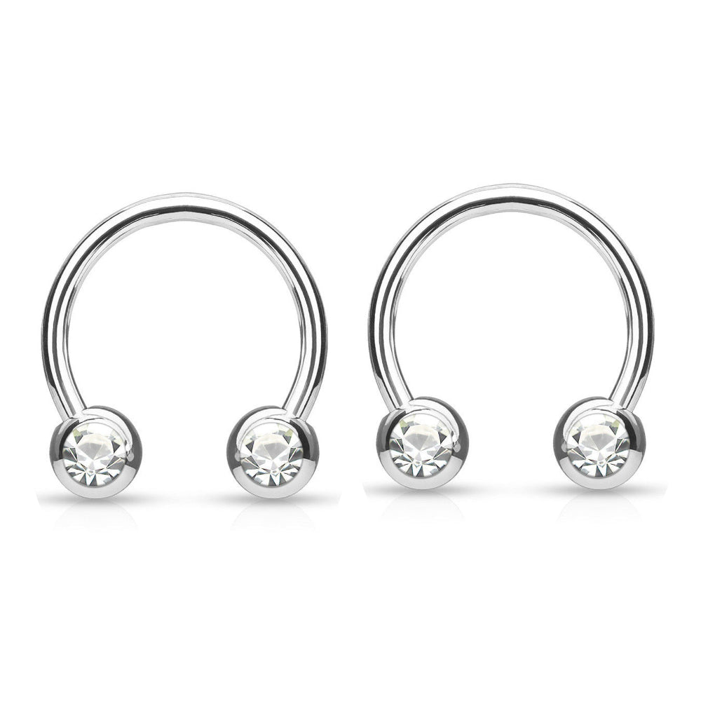 Surgical Steel 14 & 16 Gauge CZ Horseshoe Circular Barbell - Pair - photo 6