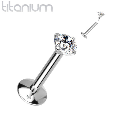 Titanium 16 Gauge Labret Stud CZ with Prong Convex Base - photo 2