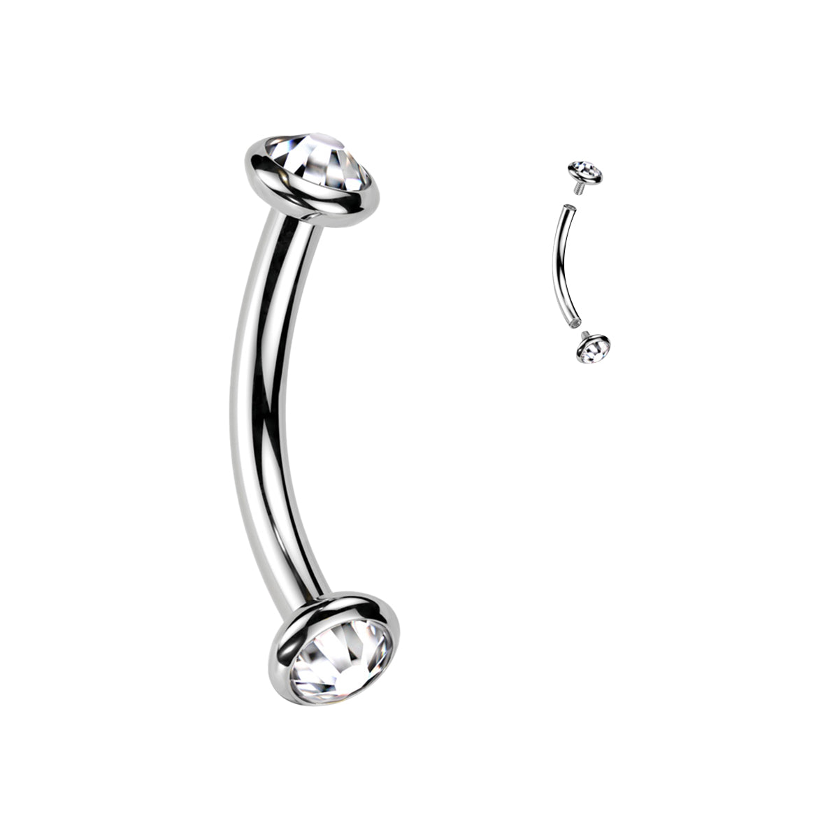 Titanium Curved Eyebrow Barbell 16G 8mm with CZ - photo 10