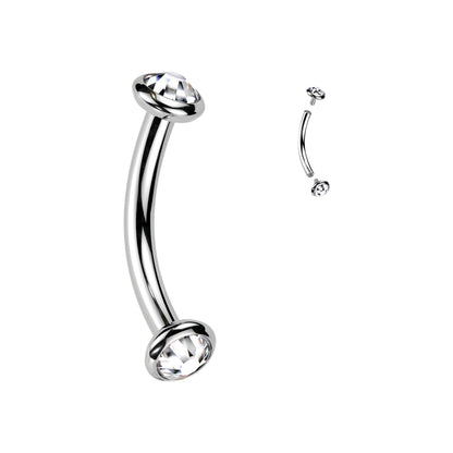 Titanium Curved Eyebrow Barbell 16G 8mm with CZ - photo 10