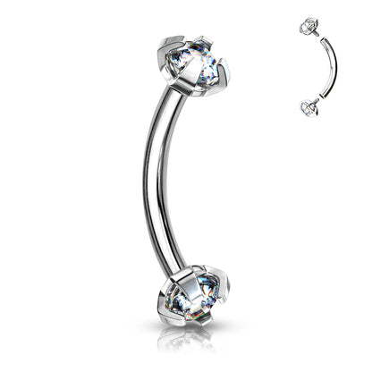Surgical Steel Curved Barbell 16G 8mm with 3mm CZ Crystal - photo 6